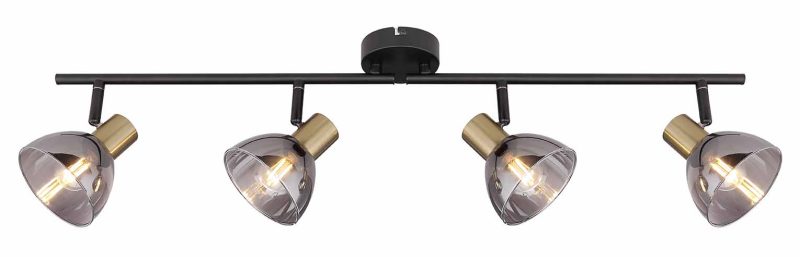 Spot 4-kap rookglas zwart/messing Globo Jay - Afbeelding 2