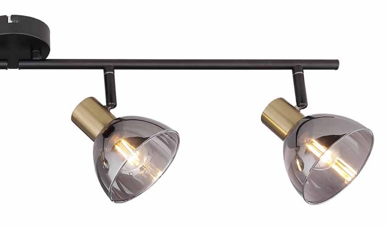 Spot 4-kap rookglas zwart/messing Globo Jay - Afbeelding 4