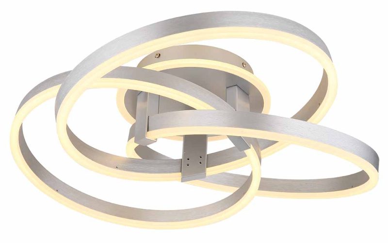Staalkleurige aluminium plafondlamp ringvlechtwerk Globo Herwig - Afbeelding 3