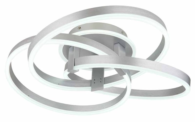 Staalkleurige aluminium plafondlamp ringvlechtwerk Globo Herwig - Afbeelding 4