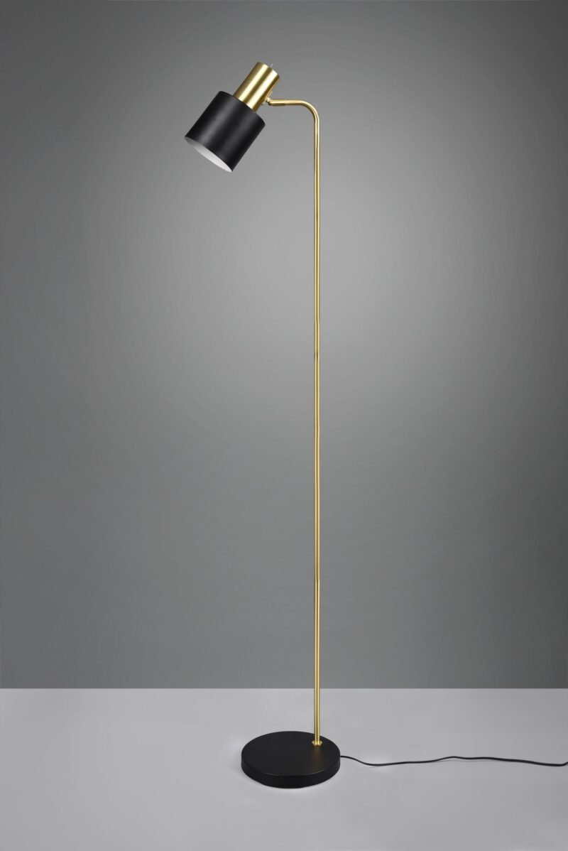 Strakke metalen cilinderkap vloerlamp chroom/zwart Adam - Afbeelding 2
