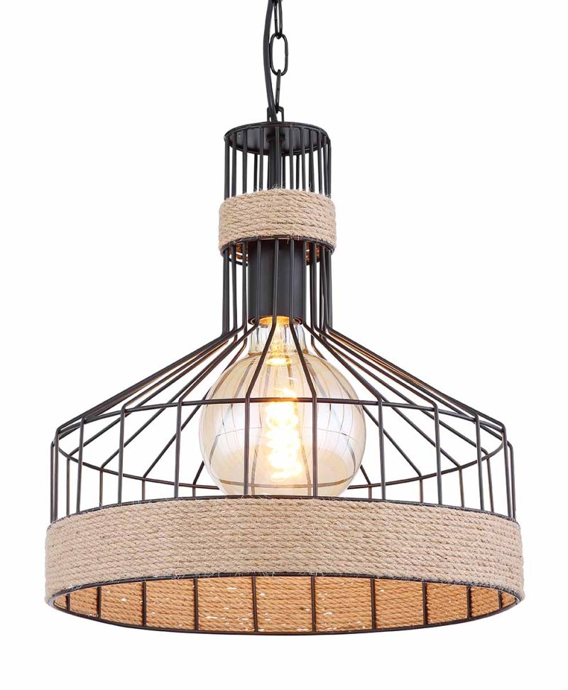 Touw metaal zwarte hanglamp bohemian Globo Halia - Afbeelding 2
