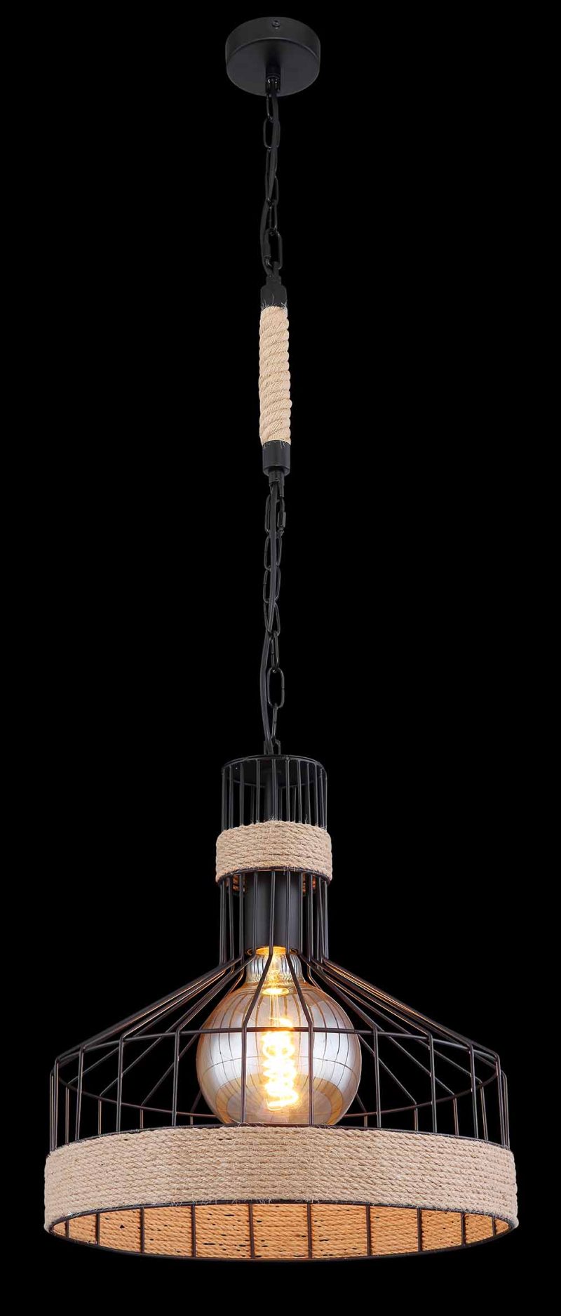 Touw metaal zwarte hanglamp bohemian Globo Halia - Afbeelding 3