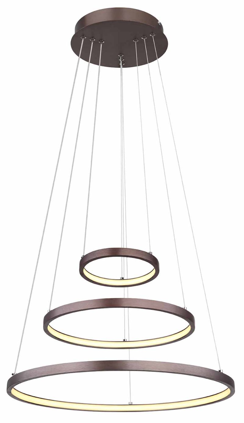 Verticale 3-ring hanglamp bruin Globo Ralph - Afbeelding 3