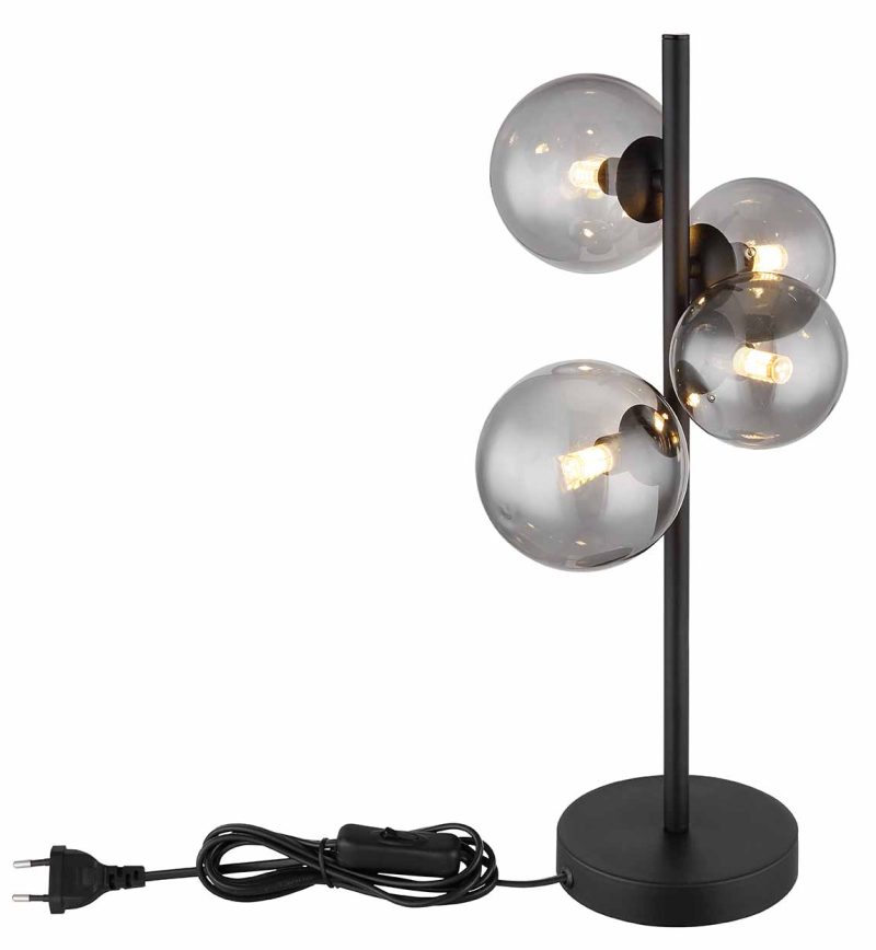 Verticale 4-rookglasbol zwarte tafellamp Globo Riha - Afbeelding 4