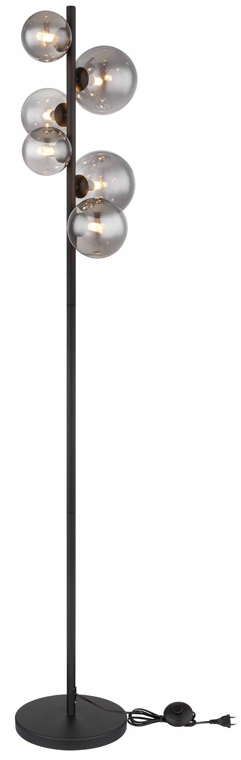 Verticale 6-rookglasbol vloerlamp zwart Globo Riha - Afbeelding 4