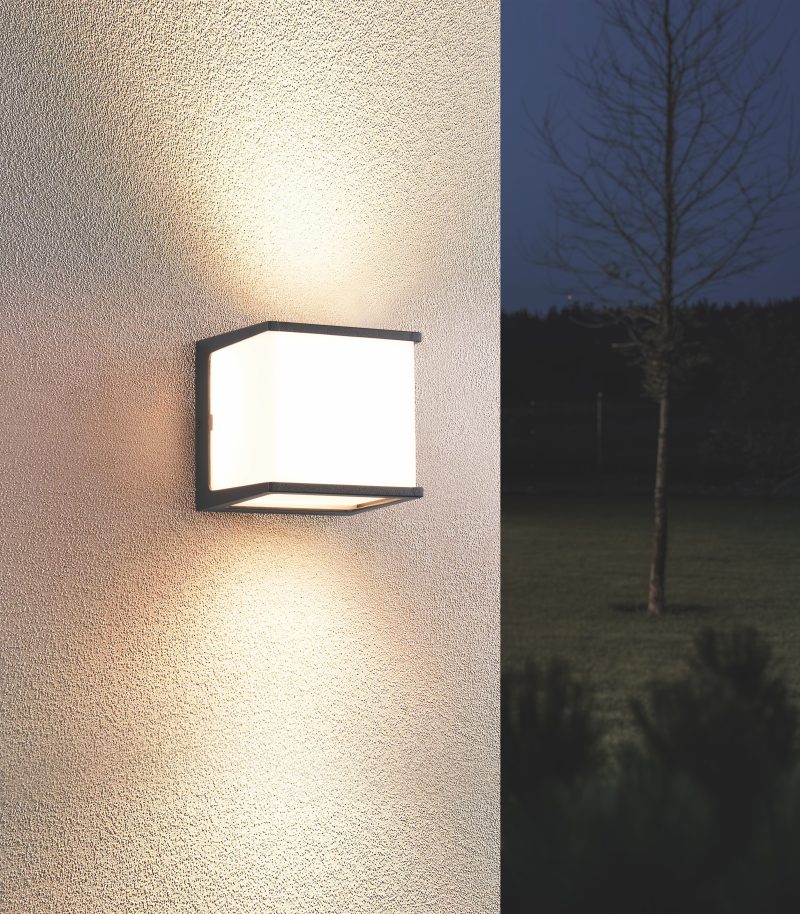 Vierkante aluminium buiten wandlamp zwart/wit Calera - Afbeelding 6