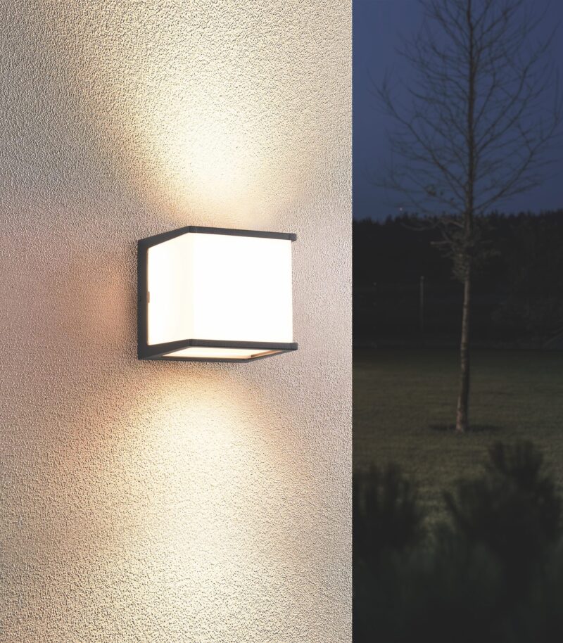 Vierkante aluminium buiten wandlamp zwart/wit Calera - Afbeelding 6