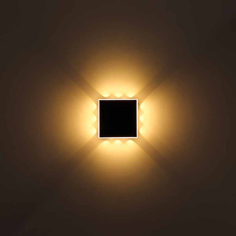 Vierkante metalen design wandlamp zwart Globo Saidy - Afbeelding 3