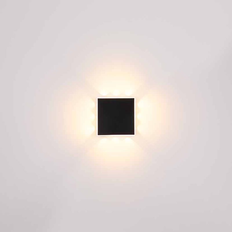 Vierkante metalen design wandlamp zwart Globo Saidy - Afbeelding 4