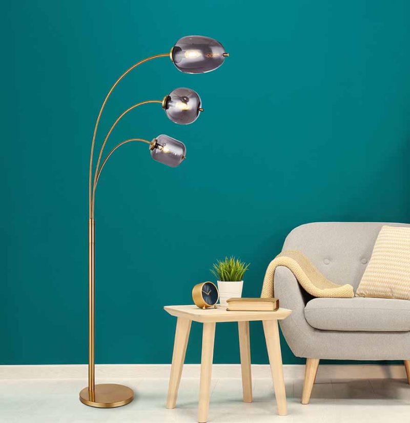Vloerlamp metaal messing klassiek Globo Blacky i - Afbeelding 4