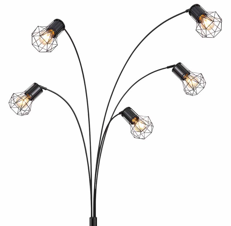 Vloerlamp zwart 5-lichts diamantkap Globo Priska - Afbeelding 2
