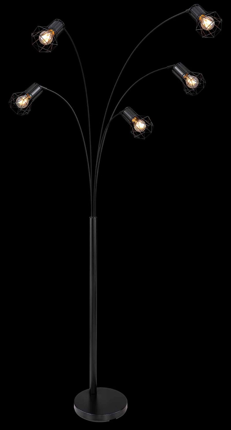 Vloerlamp zwart 5-lichts diamantkap Globo Priska - Afbeelding 4