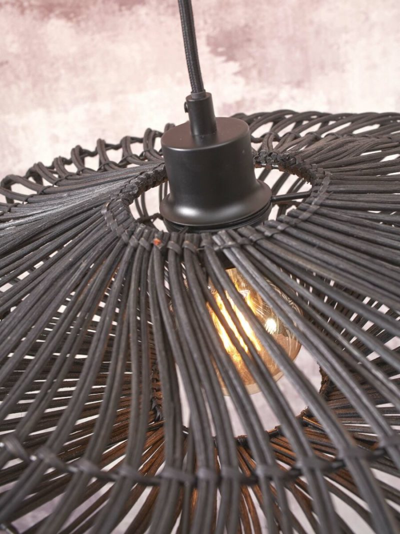 Vloerlamp zwart-rotan rond bohemian GOOD&MOJO Zanzibar - Afbeelding 4