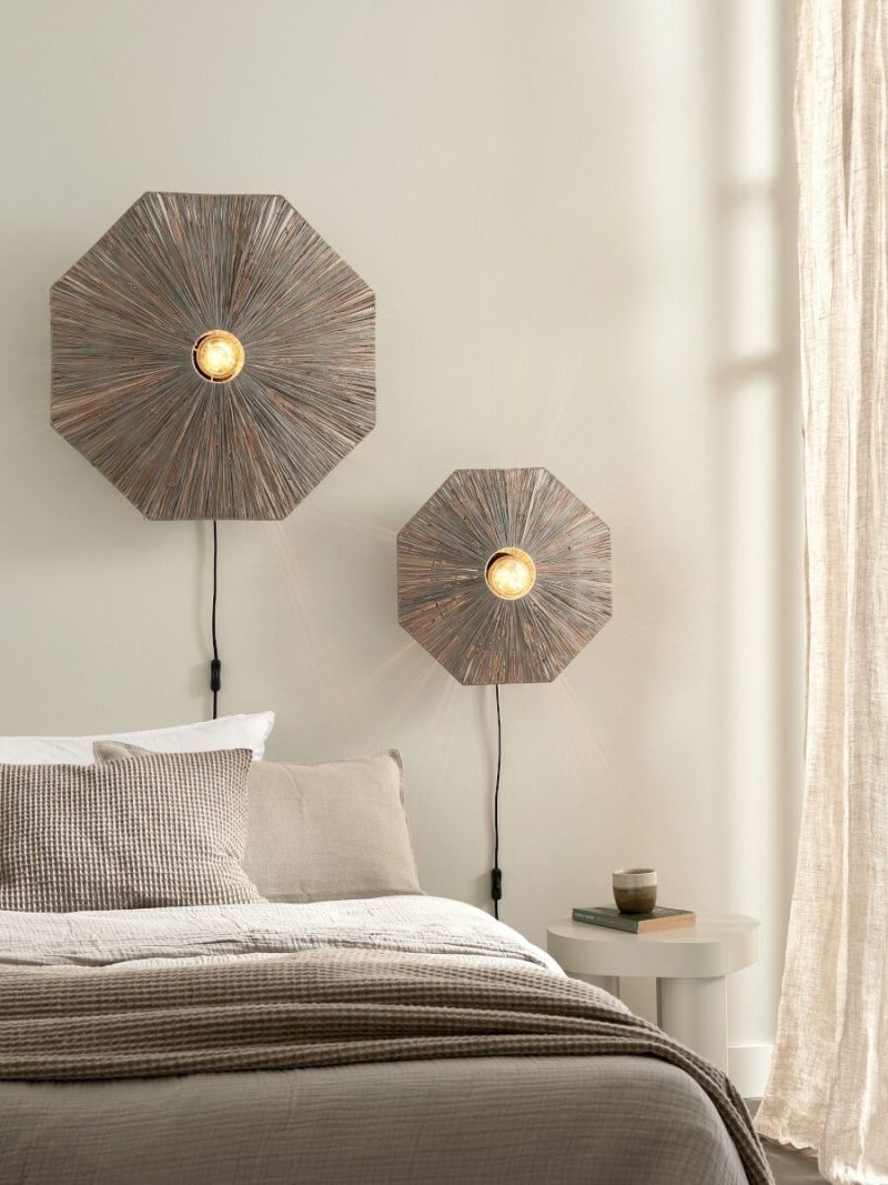 Wandlamp achthoek grijs raffia GOOD&MOJO Panama - Afbeelding 2