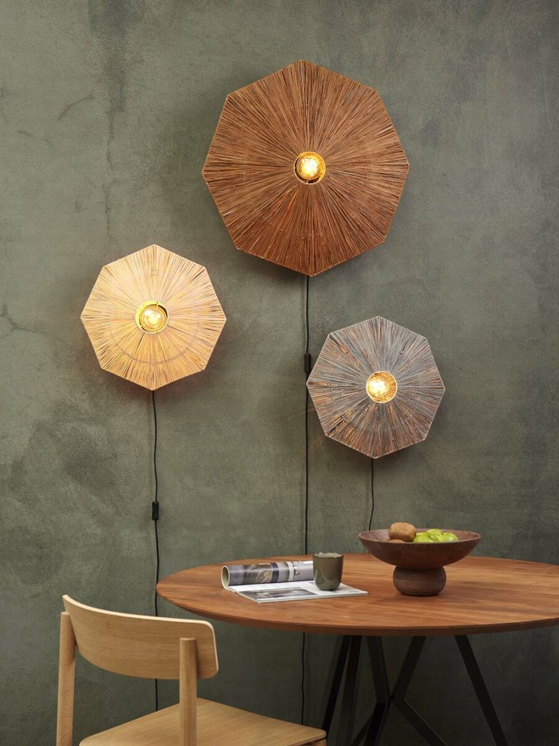 Wandlamp achthoek grijs raffia GOOD&MOJO Panama - Afbeelding 3