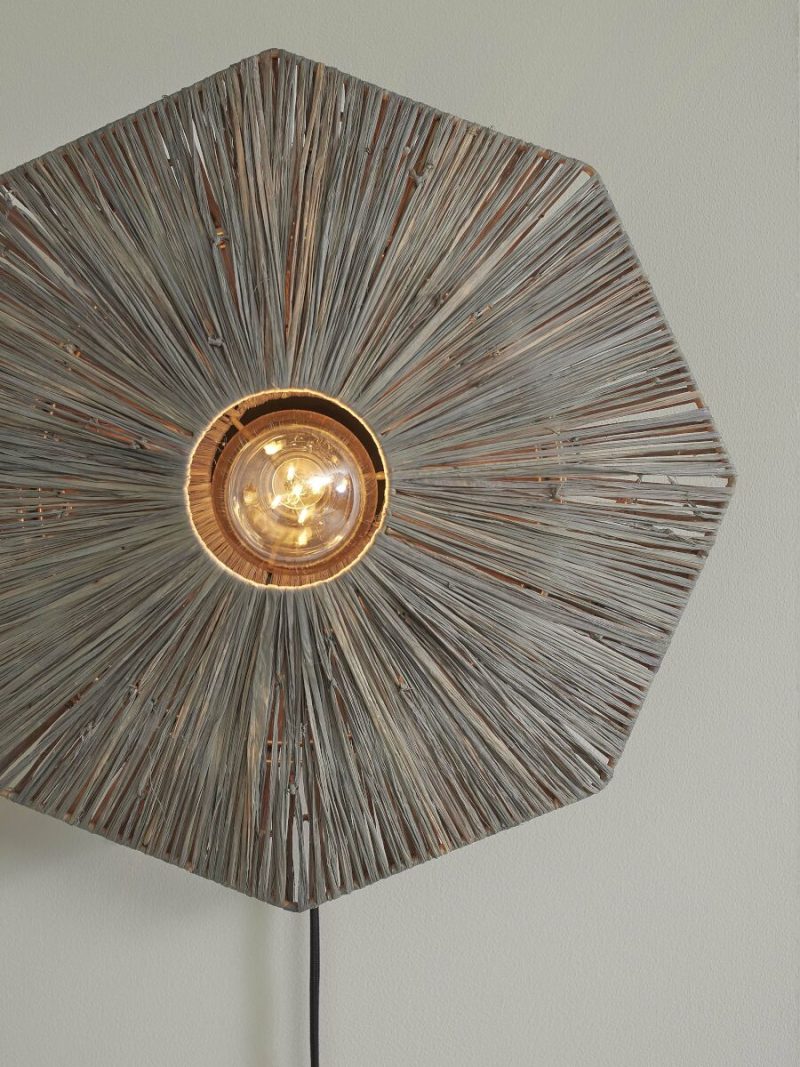 Wandlamp achthoek grijs raffia GOOD&MOJO Panama - Afbeelding 6