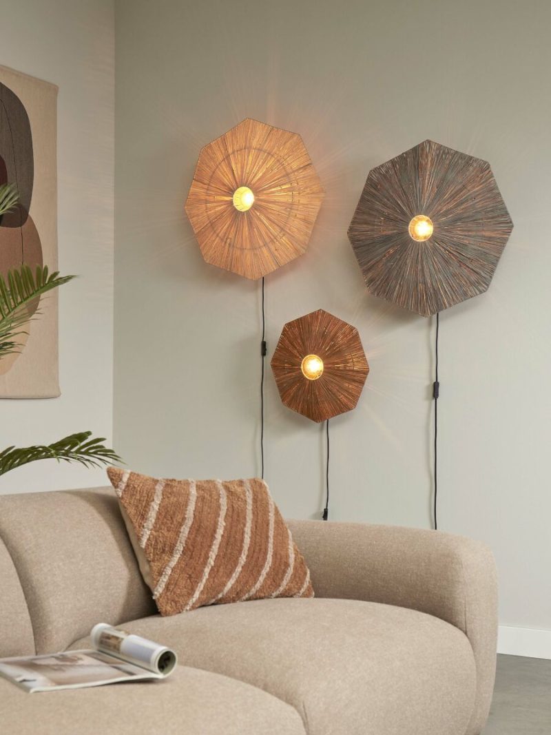 Wandlamp grijs raffia achthoek L GOOD&MOJO Panama - Afbeelding 3
