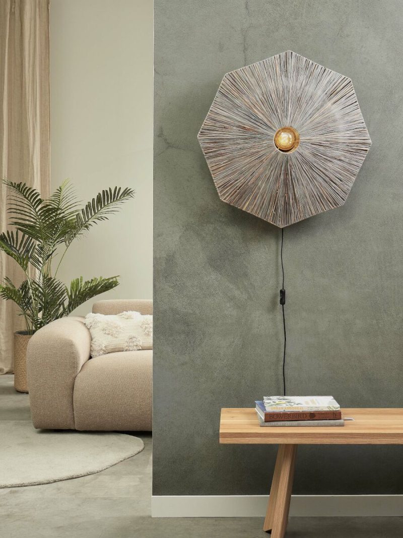 Wandlamp grijs raffia achthoek L GOOD&MOJO Panama - Afbeelding 5