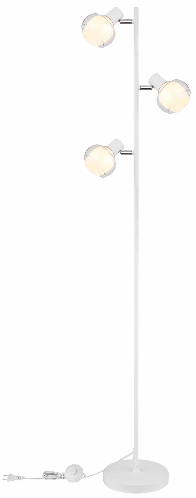 Witte 3-kap amber-/rookglas vloerlamp Globo Tokki - Afbeelding 4
