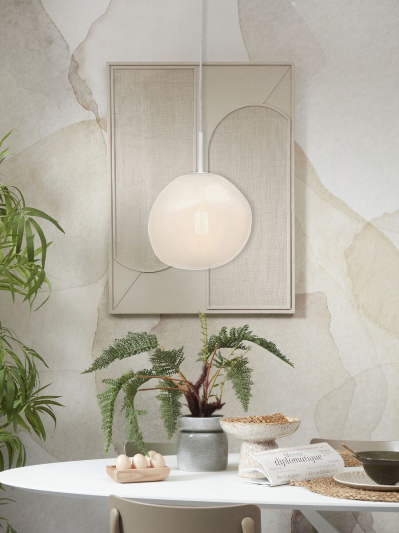 Witte glazen hanglamp metaal modern It's About RoMi Helsinki - Afbeelding 2