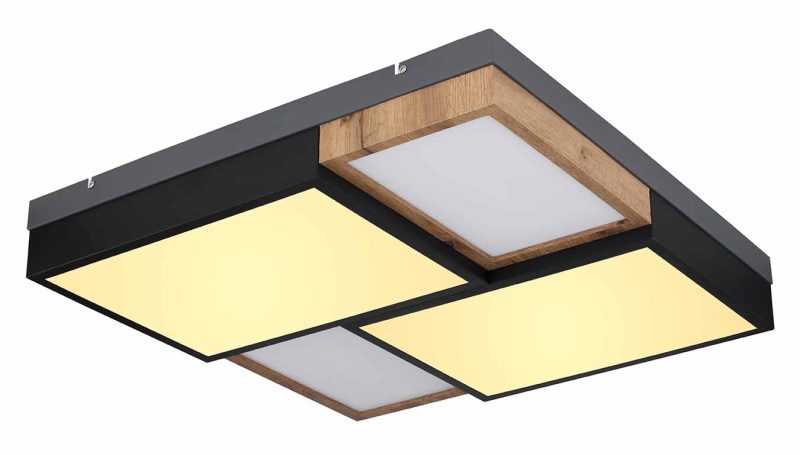 Witte houten moderne plafondlamp Globo Gundi - Afbeelding 4