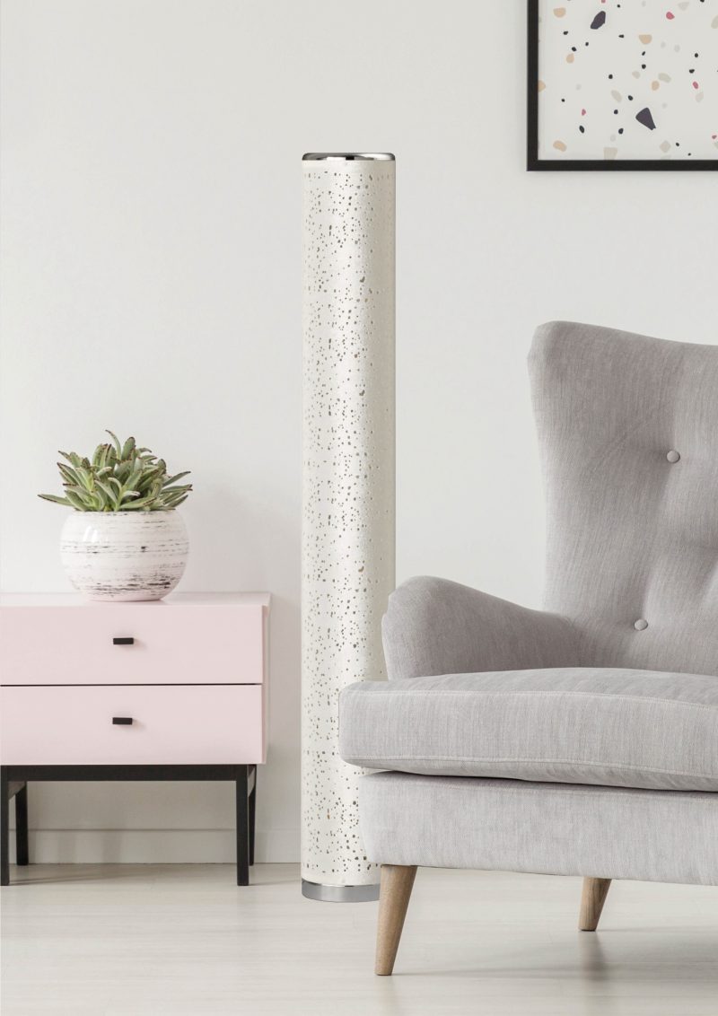 Witte kokervormige vloerlamp geperforeerd textiel Tico - Afbeelding 5