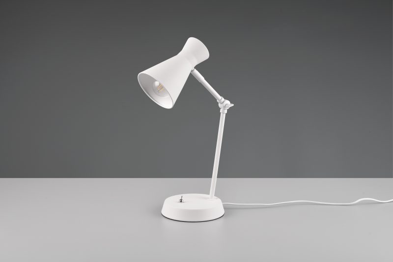 Witte metalen industriële tafellamp trechterkap Enzo - Afbeelding 4