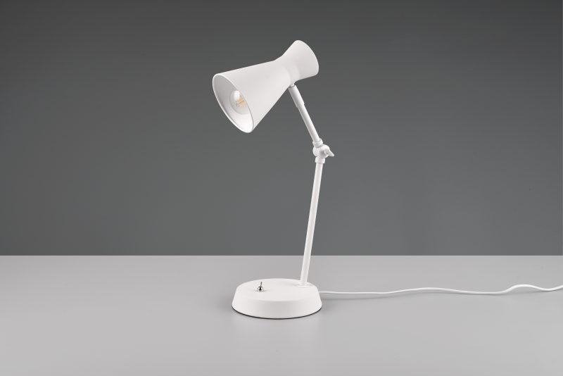 Witte metalen industriële tafellamp trechterkap Enzo - Afbeelding 5