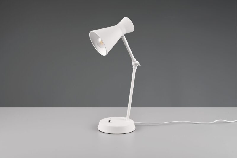 Witte metalen industriële tafellamp trechterkap Enzo - Afbeelding 5