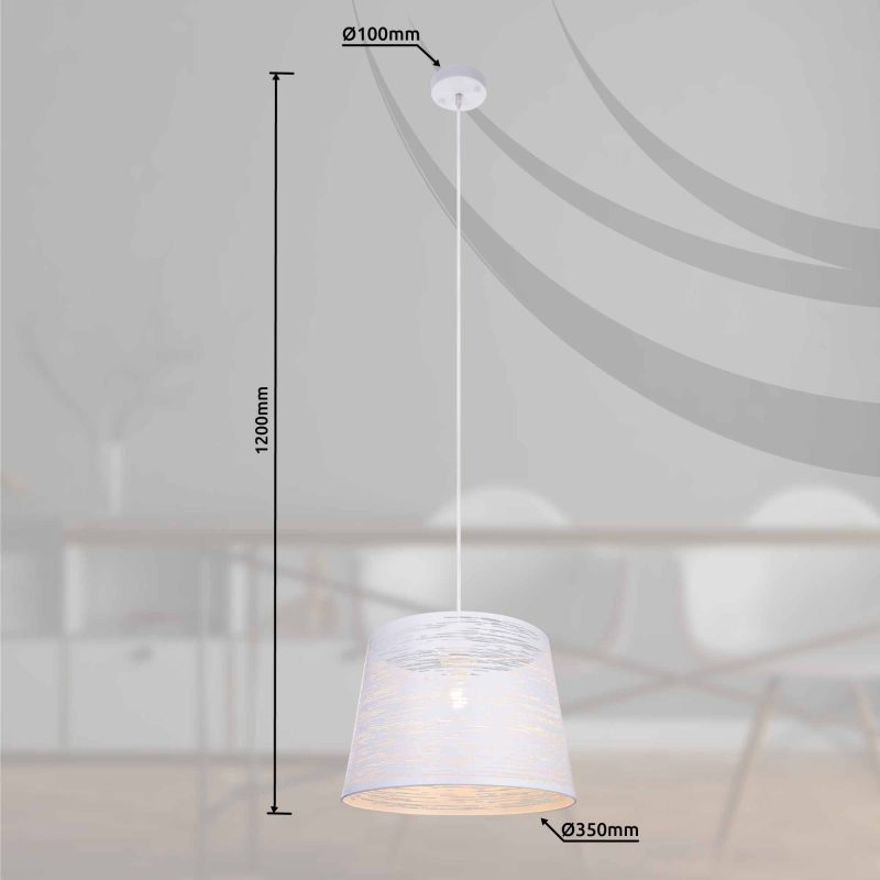 Witte metalen klassieke hanglamp Globo Becca - Afbeelding 4