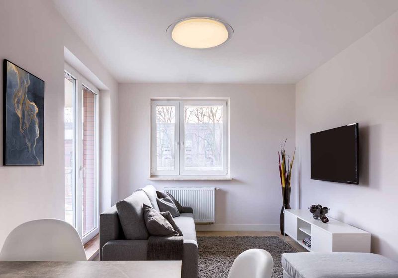 Witte moderne stalen plafondlamp Globo Optima - Afbeelding 2