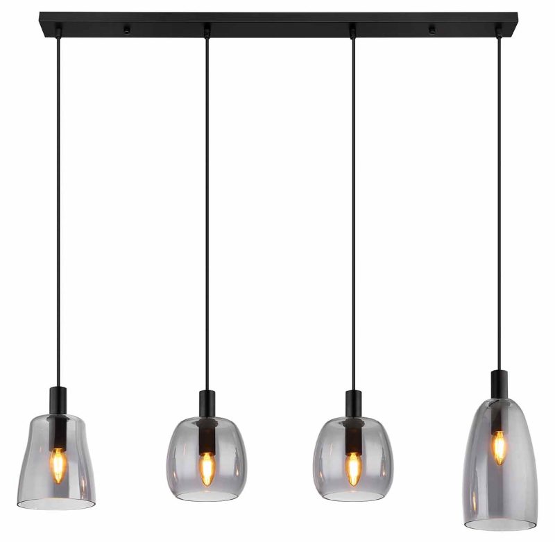 Zwart glas moderne metalen hanglamp Globo Garri - Afbeelding 2