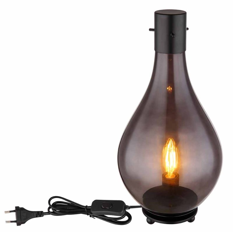 Zwart glazen moderne metalen tafellamp Globo Oskus - Afbeelding 3