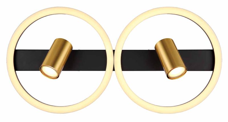 Zwart-gouden wandlamp spiegel dubbel Globo Marrie - Afbeelding 3