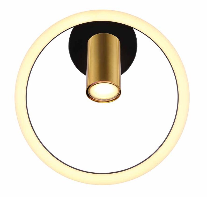 Zwart-gouden wandlamp spiegel Globo Marrie - Afbeelding 2