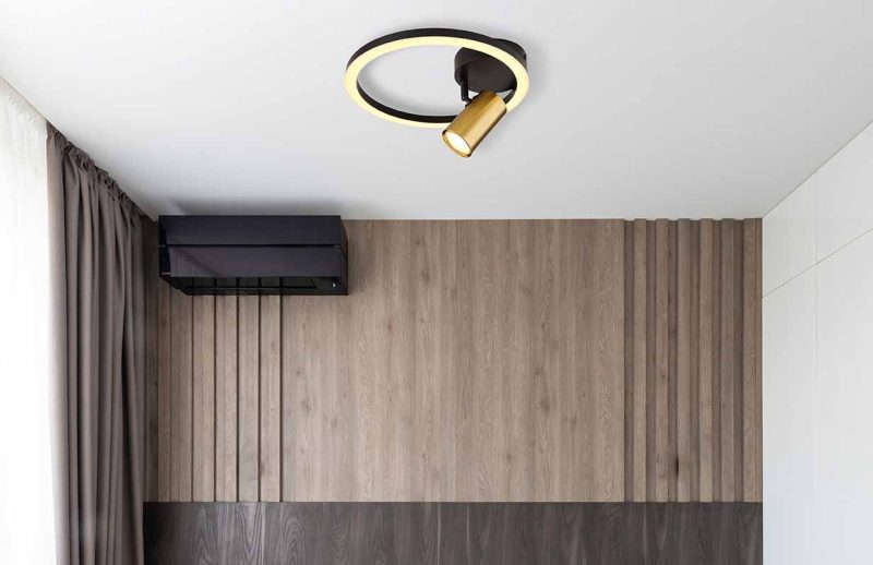 Zwart-gouden wandlamp spiegel Globo Marrie - Afbeelding 3