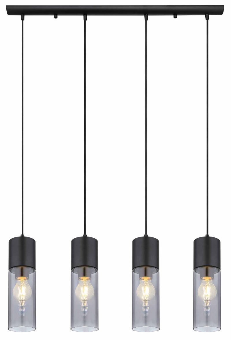 Zwart moderne metalen glazen hanglamp Globo Annika - Afbeelding 2