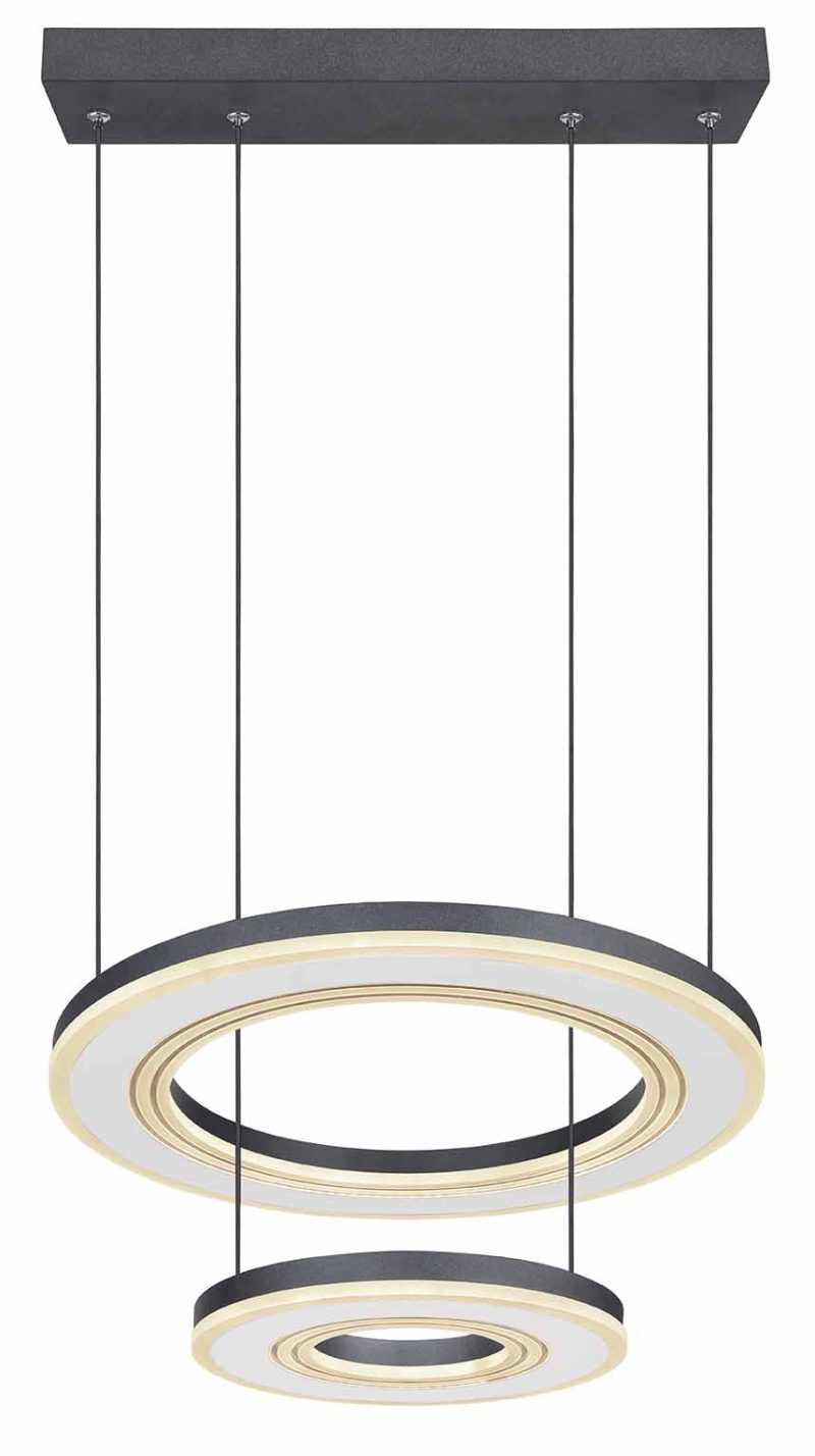 Zwart-wit design hanglamp 2-ring Globo Blasius - Afbeelding 2