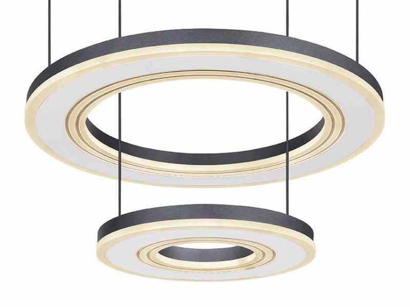 Zwart-wit design hanglamp 2-ring Globo Blasius - Afbeelding 3