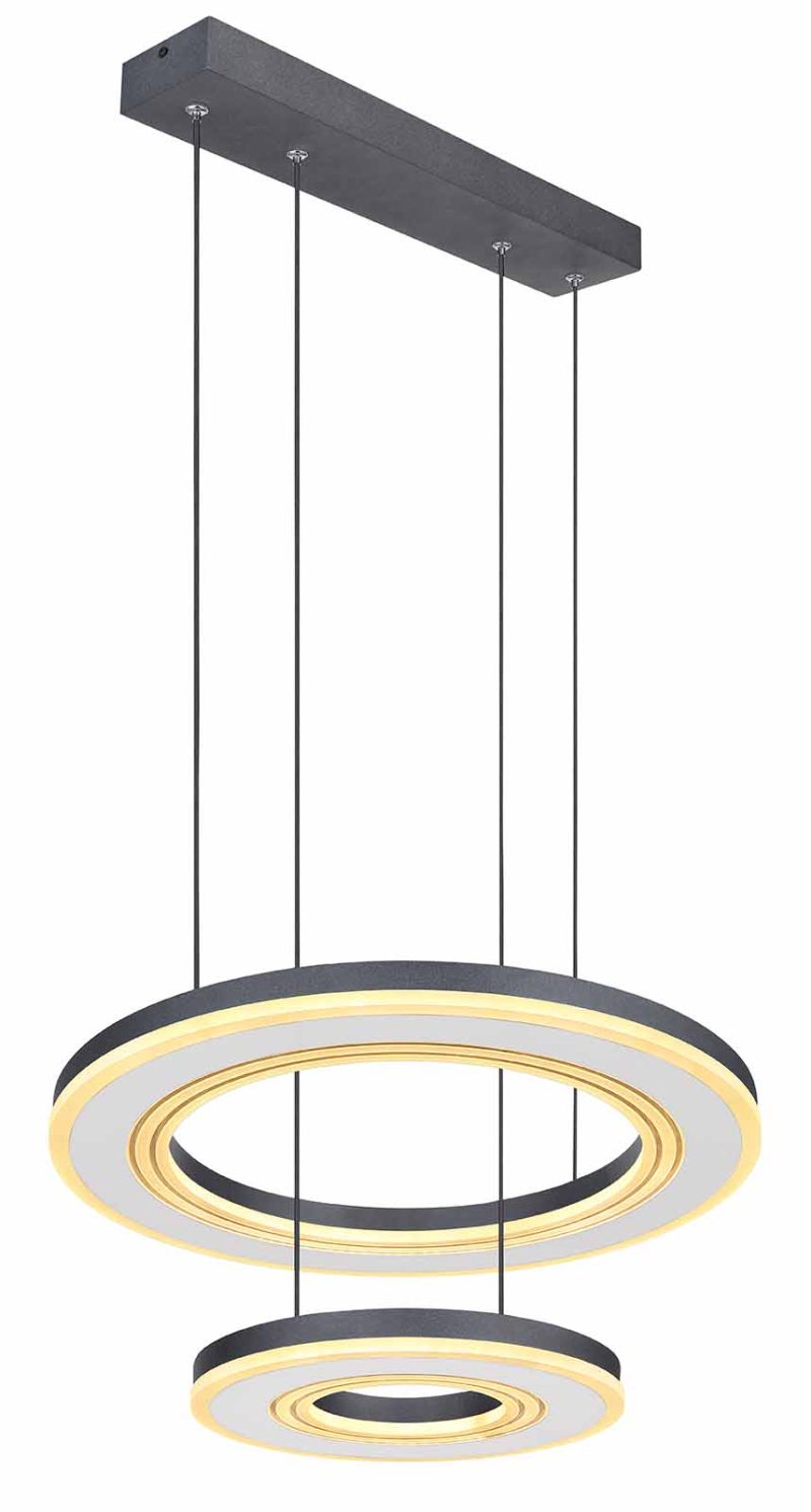 Zwart-wit design hanglamp 2-ring Globo Blasius - Afbeelding 4