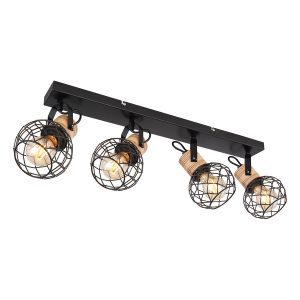 zwart/bruine-4-lichts-spot-rasterkap-globo-lacky-54039-4