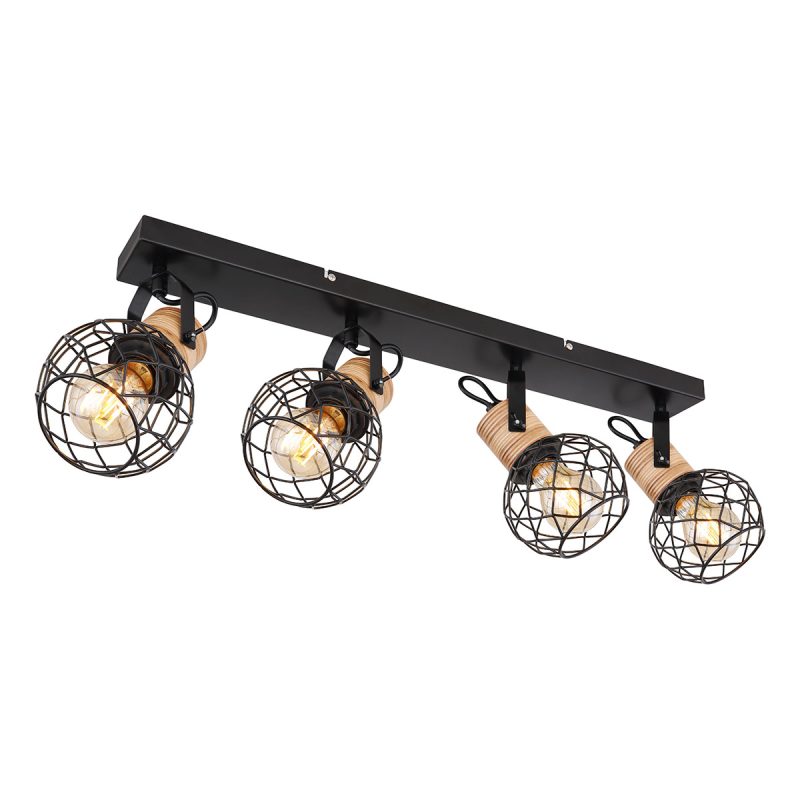 zwart/bruine-4-lichts-spot-rasterkap-globo-lacky-54039-4