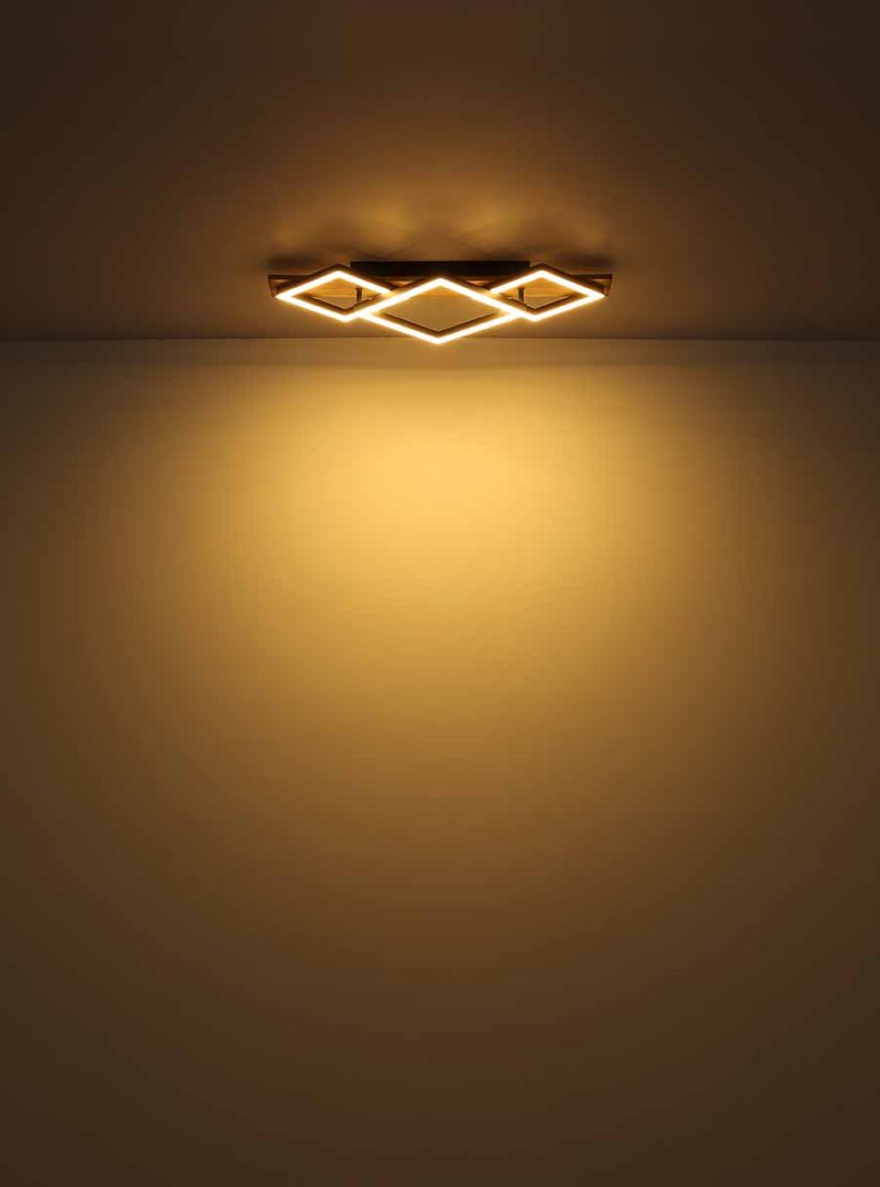 Zwart/bruine geometrische plafondlamp metaal/MDF Globo Beatrix - Afbeelding 4