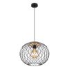 zwart/bruine-hanglamp-rasterkap-metaal/hout-globo-lacky-54039h