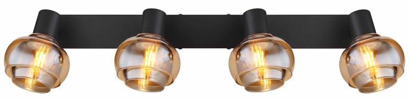 Zwarte 4-lichts amber-/rookglas spot Globo Tokki - Afbeelding 3
