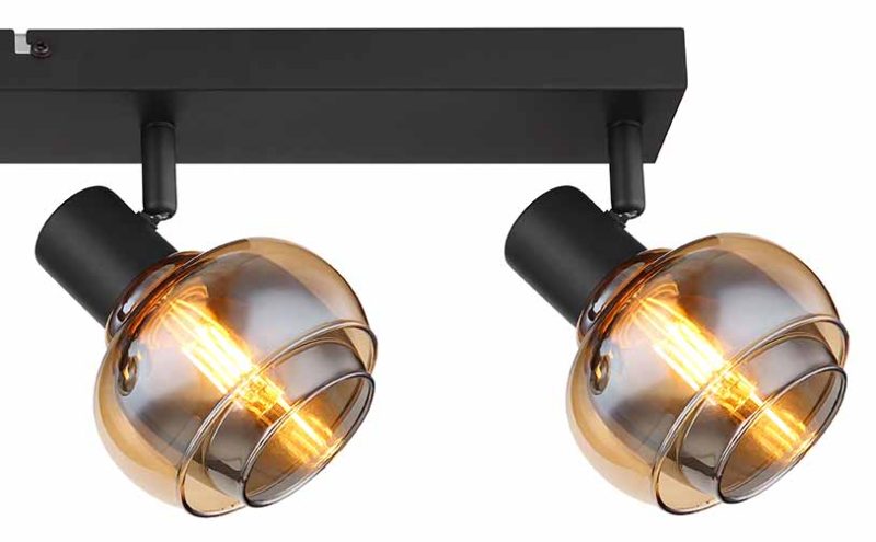 Zwarte 4-lichts amber-/rookglas spot Globo Tokki - Afbeelding 4