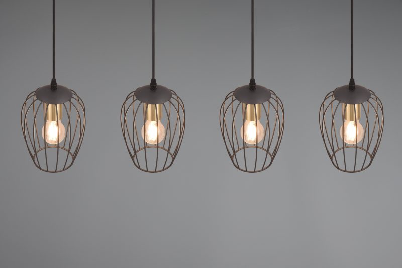 Zwarte 4-lichts metalen hanglamp filigraan Grid - Afbeelding 2