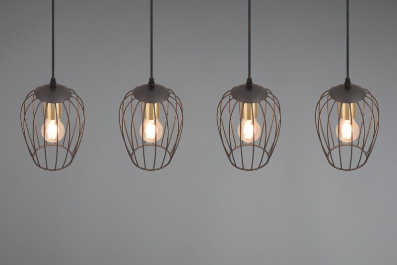 Zwarte 4-lichts metalen hanglamp filigraan Grid - Afbeelding 2