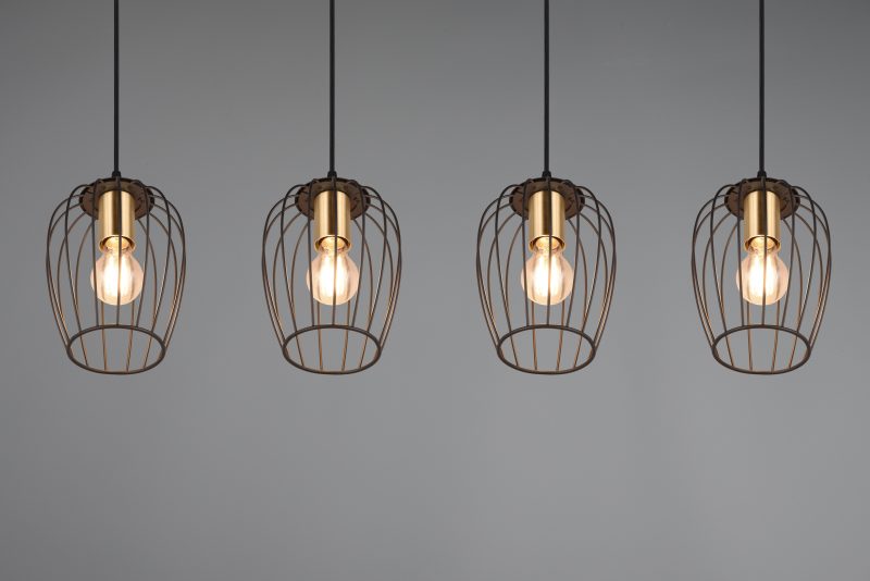 Zwarte 4-lichts metalen hanglamp filigraan Grid - Afbeelding 3